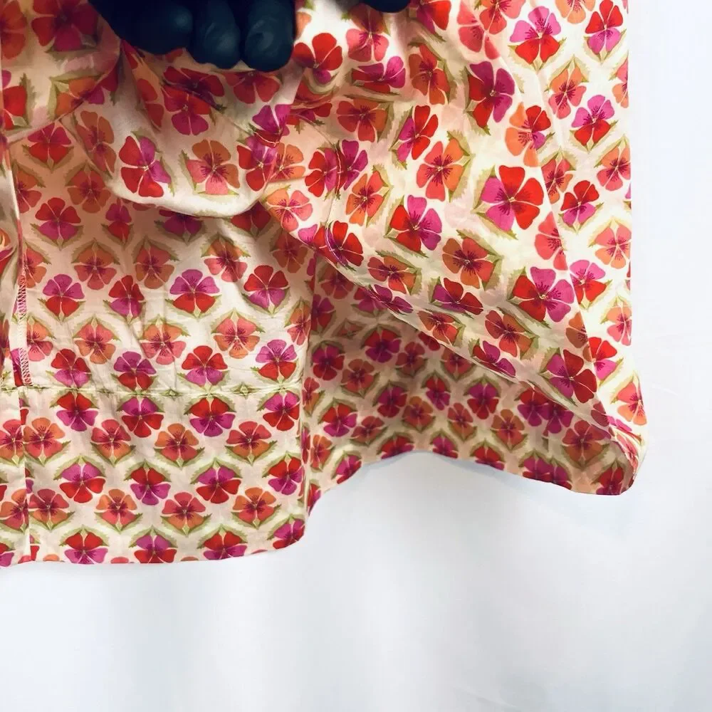 J.Crew Floral A-Line Skirt Women’s Size 4 Pink Orange Cotton Midi Retro